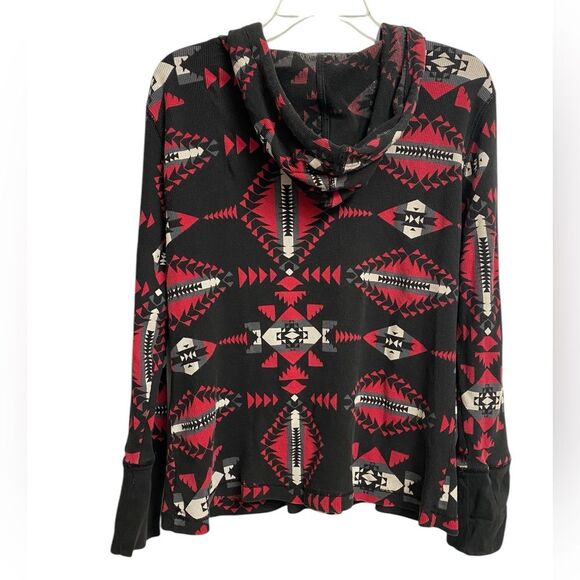 Lauren Ralph Lauren Active Hoodie Women Size M-L Aztec Thermal Sweatshirt Cotton - Picture 9 of 12